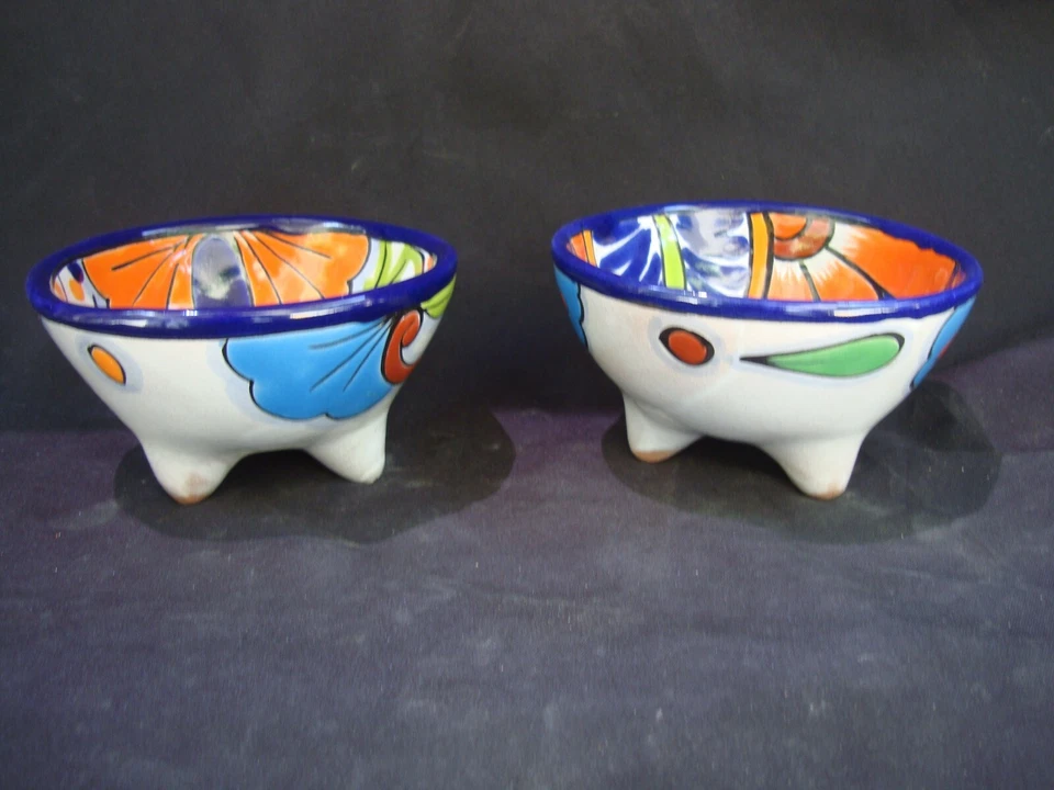 Lote de 2 Cuencos Talavera Juego Salsa Molcajetes Cocina Cerámica Mexicana Arte Popular  Foto 4 de 4