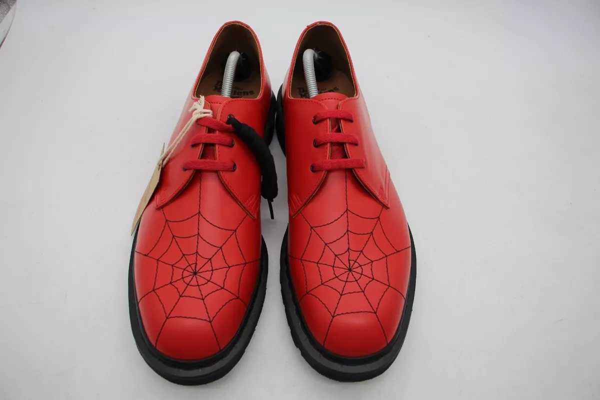 NWOB Supreme x Dr Martens Spiderweb 3-Eye Mens Size 12 Red Black Shoes