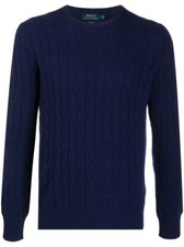 Polo Ralph Lauren L84507 Mens Navy Cable Knit Long-Sleeved Jumper Size XL