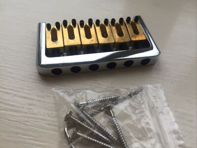 Hardtail H/Duty Chrome Fixed Bridge & Brass Saddles Strat/Tele String-Thru Body
