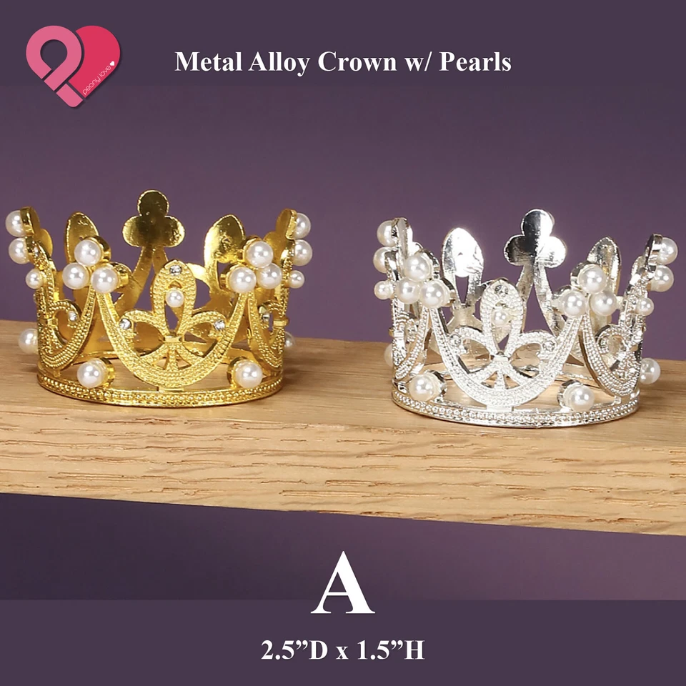 Corona adorno de pastel reina princesa boda fiesta oro rosa plata perla estrás Foto 4 de 4