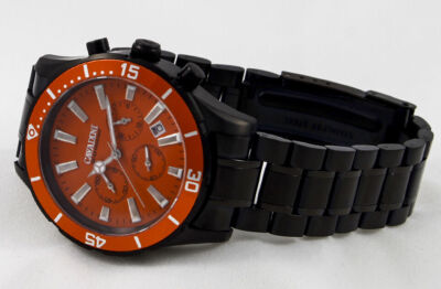 CAVADINI Chronograph Herrenuhr CV-457 Edelstahl orange OS20 Edelstahl Sport 