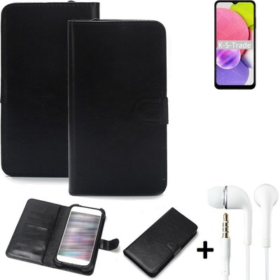 Handy Hülle Wallet Case für Samsung Galaxy A03s + kopfhörer Handy Schutz Hül