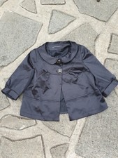 Zara Basics Black Cropped 3/4 Sleeve Button Close Satin Swing Jacket- Eur M - 38