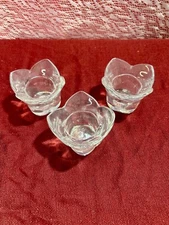 Set of 3 Toscany Tulip Design 24% Lead Crystal Votive or Tea Light Candle Holder