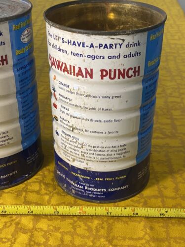 Qty 4 Vintage 1955 Hawaiian Punch Fruit Punch 46 Oz Metal Tin Can Canco - Picture 6 of 15