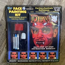 Halloween Devil Face Painting Kit Smudge Proof Easy Safe W/instruction Book