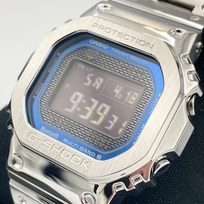 Casio G-Shock Full Metal Silber Blau Uhr, Top Zustand aus Japan