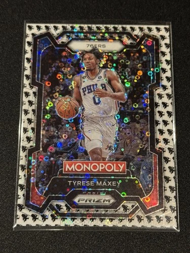 2023-24 Panini Prizm Monopoly Monopoly Man Black And White Tyrese Maxey #68