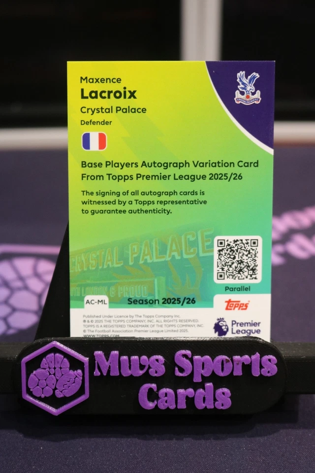 Maxence Lacroix Green AUTO 22/99 2026 Topps Premier League - Image 2 of 2