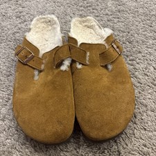 Birkenstock Boston Shearling Clogs Mens 40 EU 7 US Tan Sandals Mink Sherpa Lined