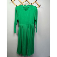 Sketches Christine Jaquin vintage long sleeve green dress Womens size 4 Pockets