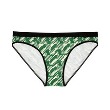 Women  s Briefs Underwear AOP, Green Houndstooth Print, Elastic Waist Comfort Fit