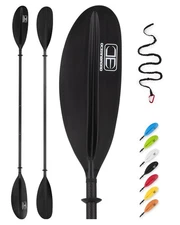 Adjustable Carbon Fiber Kayak Paddle 86in-94in with Leash Black