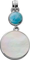 Larimar AnhäNger Silber 925 Nat. Hellblauer Larimar 4Ct Perlmutt 5.2Ct