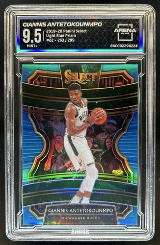2019-20 Select Giannis Antetokounmpo Light Blue Concourse #/299 Arena Club 9.5