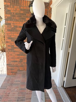 ACNE STUDIOS SIZE MEDIUM Black Wool Faux Fur Collar Button UP