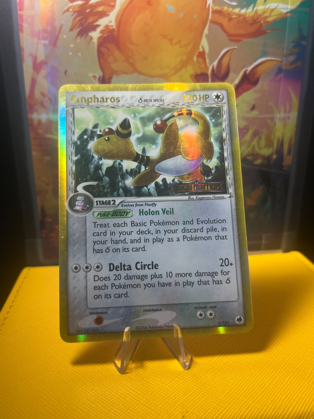 Ampharos 1/101 Reverse Holo Delta Species Dragon Frontiers Pokemon 2006