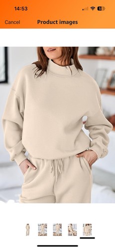 2x Beige Colored Tan Sweatsuit Outfit Sweatpants And Sweatshirt NEW
