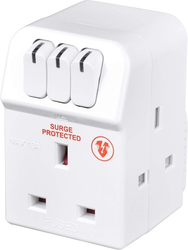 Masterplug Three Socket Surge Protected Adaptor with Individual Switches - 第 1/7 張圖片