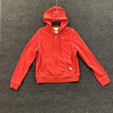 Nike Hoodie Youth Large Red Full Zip Fleece Swoosh Athletic Logo Sweatshirt