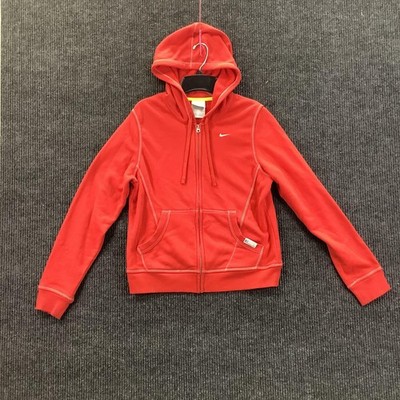 Nike Hoodie Youth Large Red Full Zip Fleece Swoosh Athletic Logo Sweatshirt