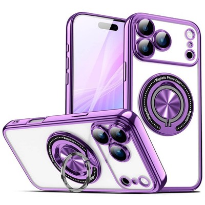 Für iPhone 17 Pro Max Stoßfeste transparente Hülle mit magnetischem Ringständer