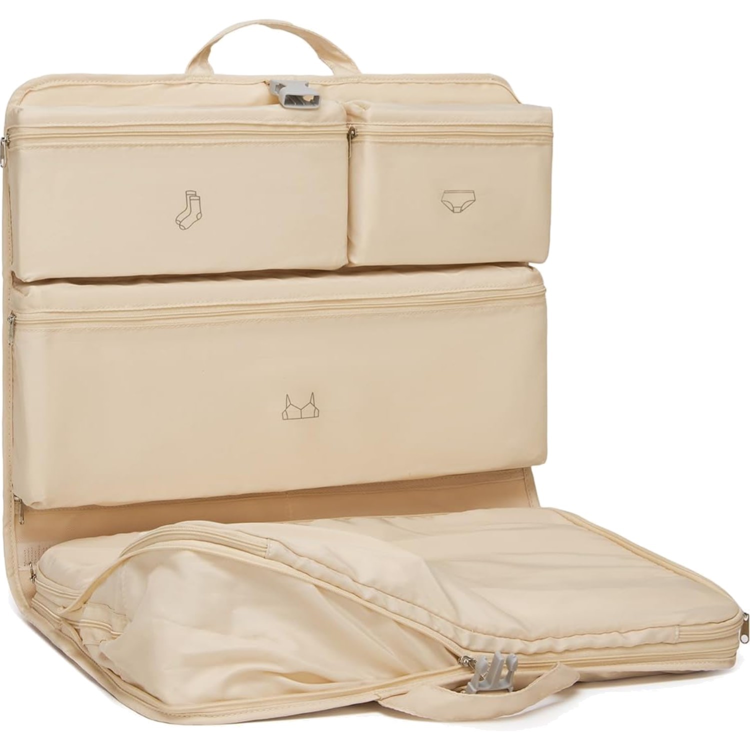 Organiseur de valise beige Kono lot de 6 sacs de rangement voyage