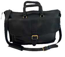 Coach 5283 Black Glove-Tanned Leather Briefcase USA Made Brass Hardware Vintage