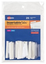 Avery Insertable Self-Adhesive Tabs with Printable Inserts, 2", Permanent Adhesi