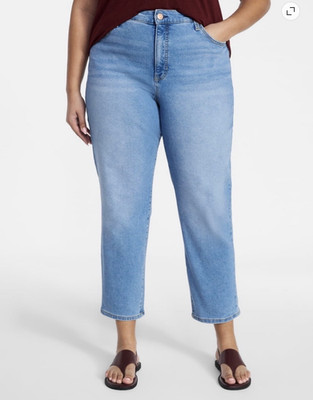 Terra & Sky High Rise Straight Leg Jeans Women's Plus Size 24W Blue Medium Wash