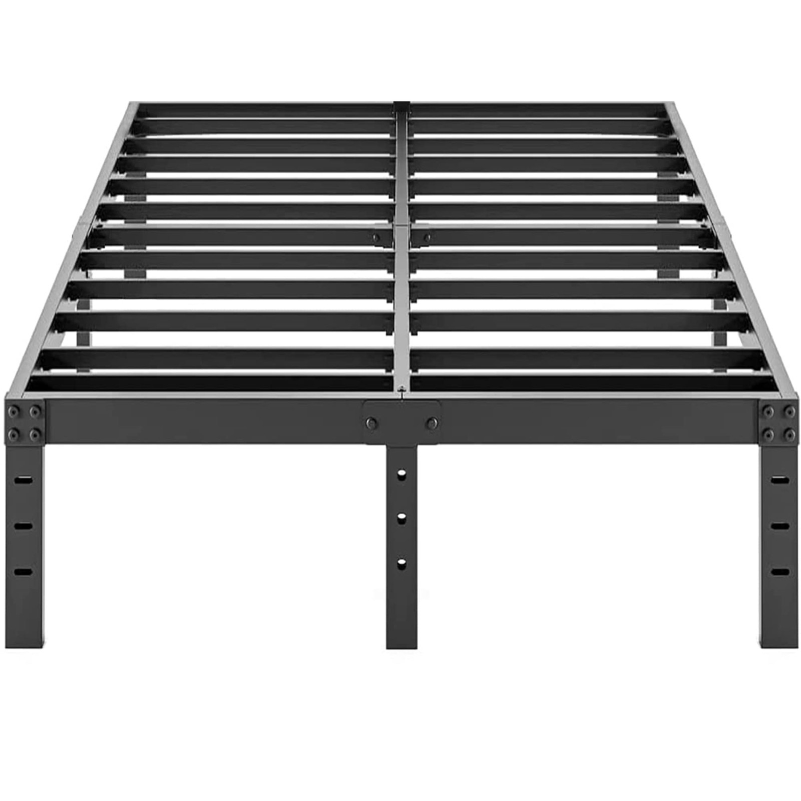 Queen Size - 16 Inch Tall Black Basic Steel Slats Platform, 