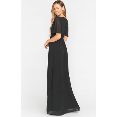 Emily Empire Maxi Dress, in Black Chiffon, Size: XS