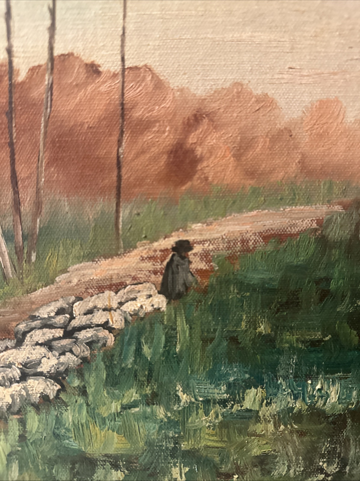 Italian “F . MAZZONCINI” LANDSCAPE  VILLAGE SCENE Oil on Wood Panel Signed