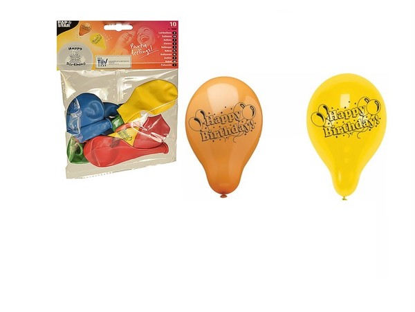 "100 Luftballons Ø 22 Cm Farbig Sortiert \"Happy Birthday\" Geburtstag"-image