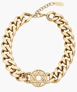 Authentic St. Moran NWT 18K Gold Plated Star of David Chunky Curb Chain Necklace Choker.