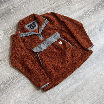 Carhartt Women s Relaxed Fit Brown Snap Pullover Jacket w/ Pockets Size L