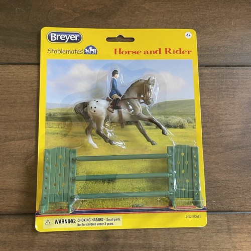 Breyer Stablemates Horse & ENGLISH Rider Set with JUMP #6203 1:32 Scale ...