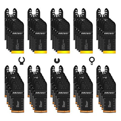 AMZWEI 50PCS Multi Tool Blade Kits, Professional Titanium Oscillating Black