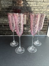 LAURA ASHLEY ETCHED CHAMPAGNE FLUTES X FOUR