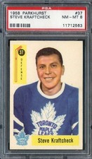 1958-59 Parkhurst #37 Steve Kraftcheck PSA 8 Maple Leafs *ML70-561