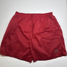 VTG Adidas Red Nylon Lined Shorts XL, 90s pockets Drawstring soccer running