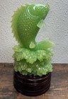 Vintage Jade Koi Fish Figurine – Japanese Asian Art Sculpture Buddha Feng Shui