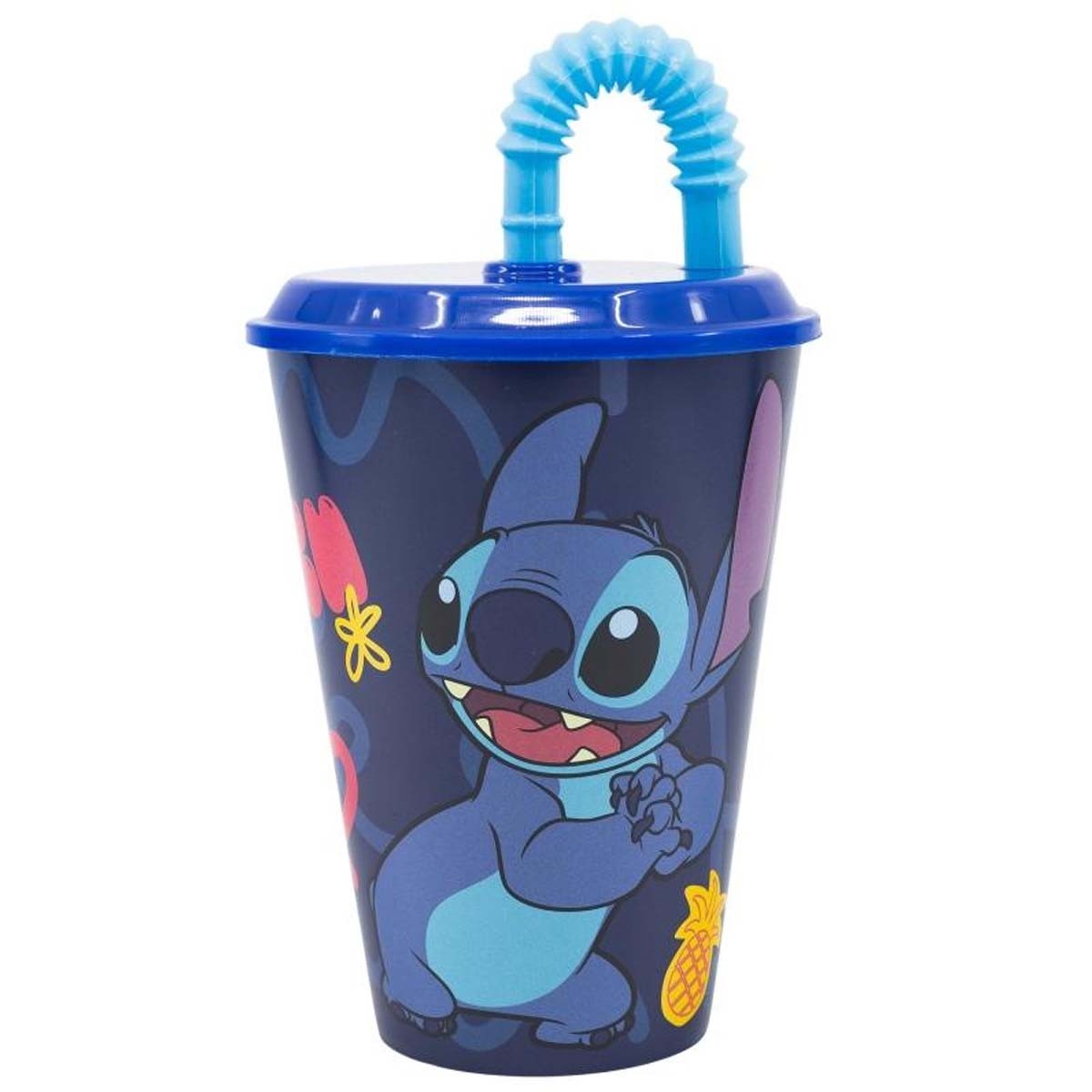 Gobelet avec paille Stitch Disney 430 ml bleu idée cadeau anniversaire enfant