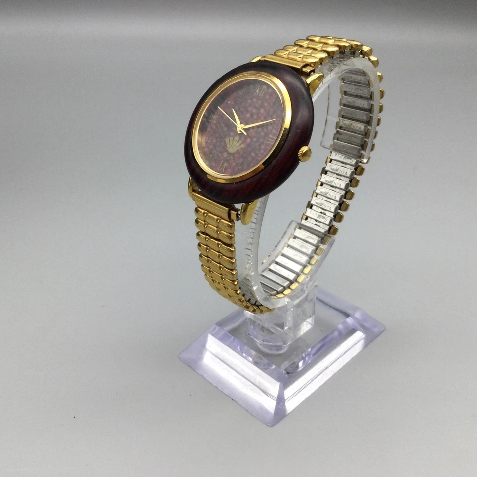 Reloj Grand Junction Vintage Mujer 32mm Esfera Madera Banda Elástica Batería Nueva Foto 4 de 4