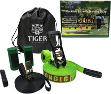 Slackline Kit 50mmx22.5 m with Training Line, Ratchet, Tree Protectors and Bag –