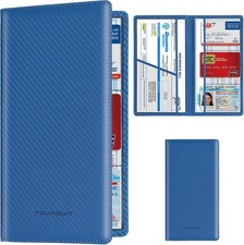 Car Registration and Insurance Card Holder, Vehicle License Document Carbon Blue