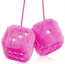 Pink Fuzzy Dice For Car Square Plush Dice With Dots Interior Car Accessories