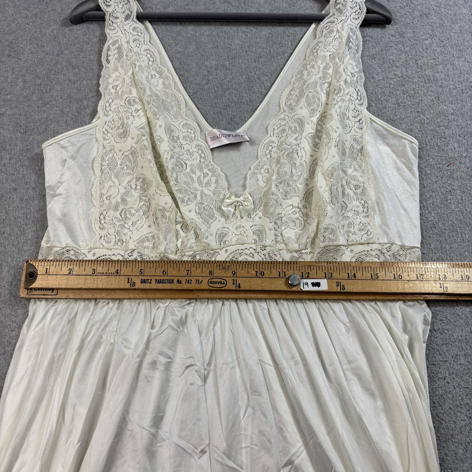 Shadowline Nightgown Robe Set Women 1X White Nylon Lace Peignoir Full Sweep Belt