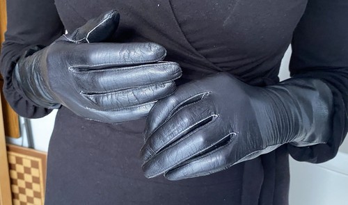 Elegante Lederhandschuhe Damen schwarz 6,75 - Bild 9 von 14